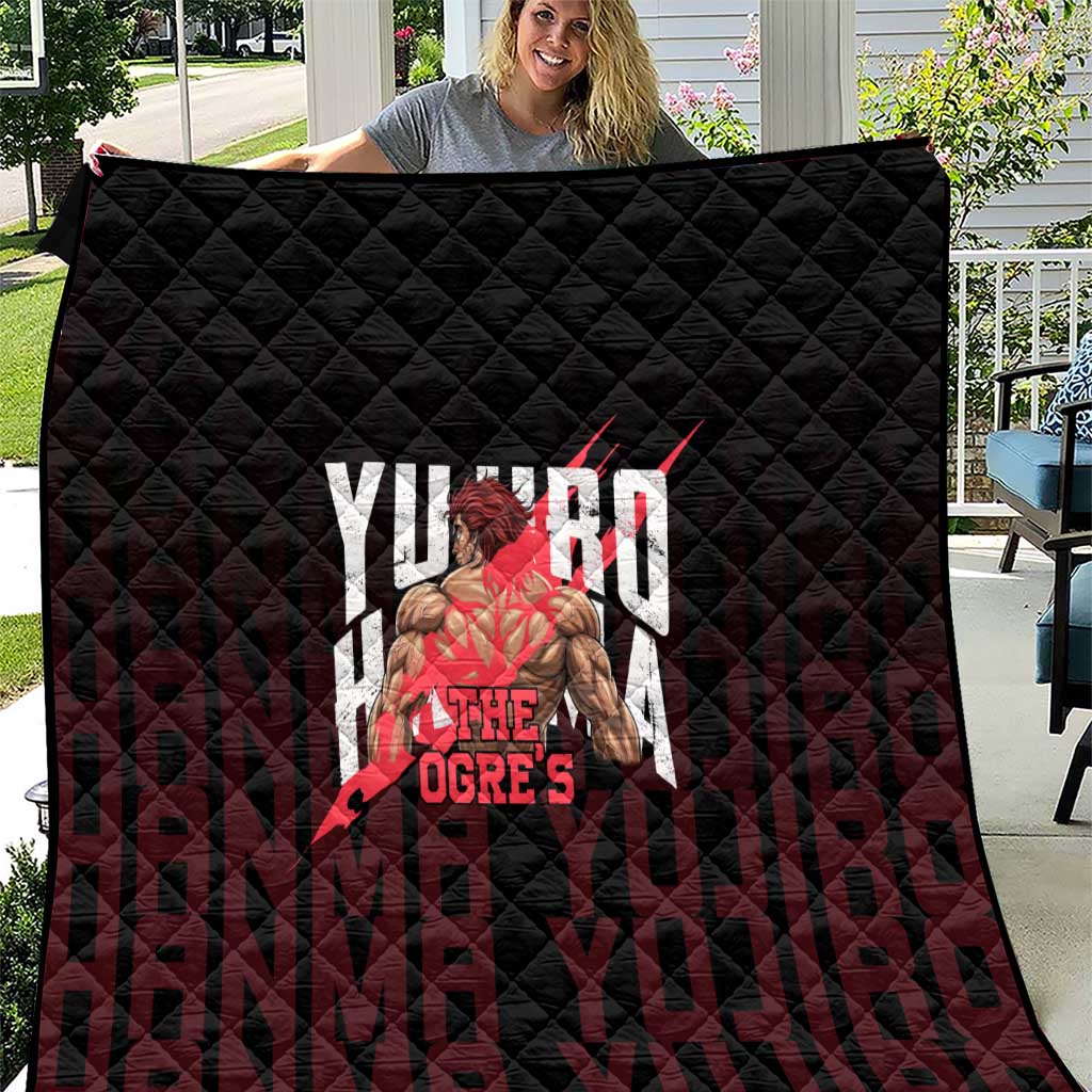 Yujiro Hanma The Ogre Baki Series Gym Theme Quilt with Muscular Back Design and Bold Typography - The Mazicc