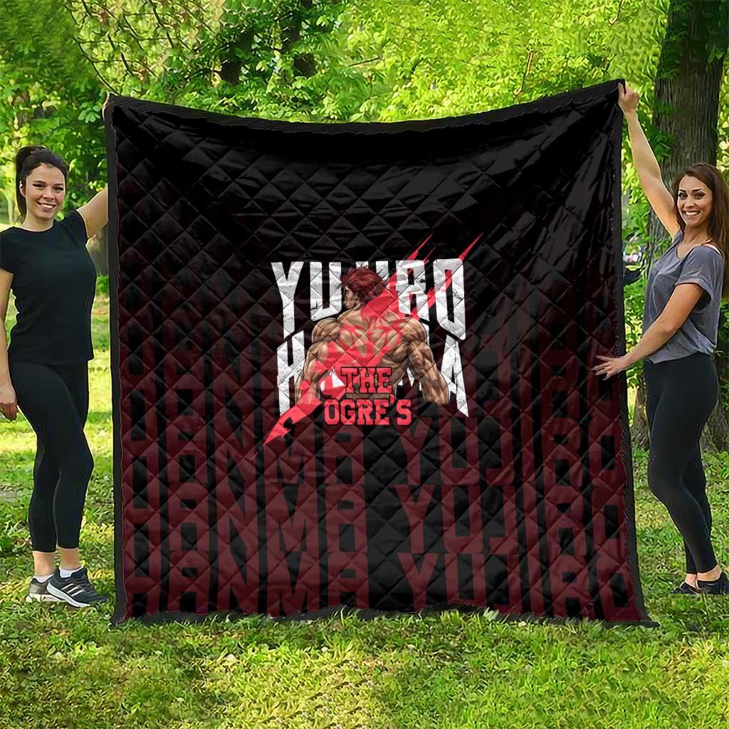 Yujiro Hanma The Ogre Baki Series Gym Theme Quilt with Muscular Back Design and Bold Typography - The Mazicc