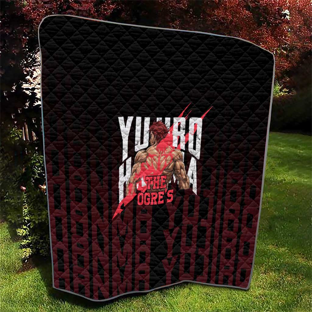 Yujiro Hanma The Ogre Baki Series Gym Theme Quilt with Muscular Back Design and Bold Typography - The Mazicc