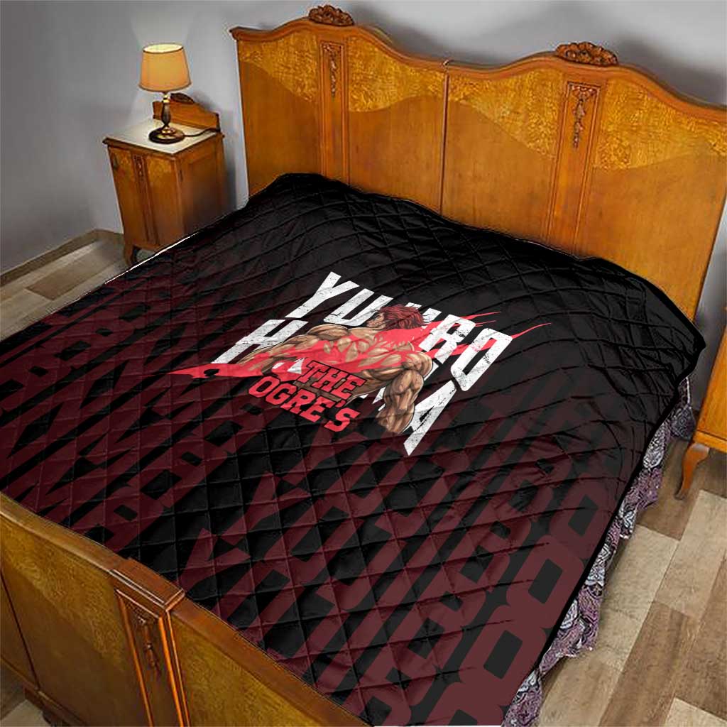 Yujiro Hanma The Ogre Baki Series Gym Theme Quilt with Muscular Back Design and Bold Typography - The Mazicc