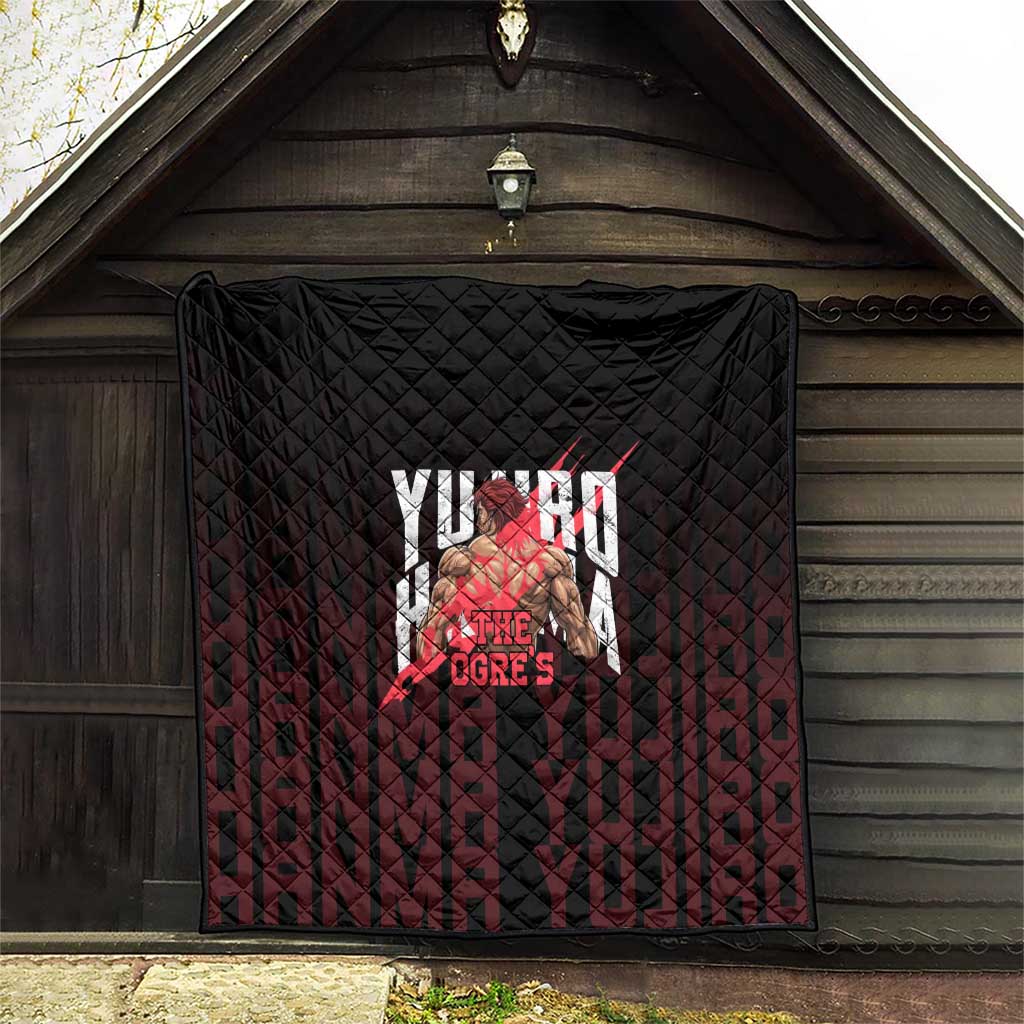 Yujiro Hanma The Ogre Baki Series Gym Theme Quilt with Muscular Back Design and Bold Typography - The Mazicc
