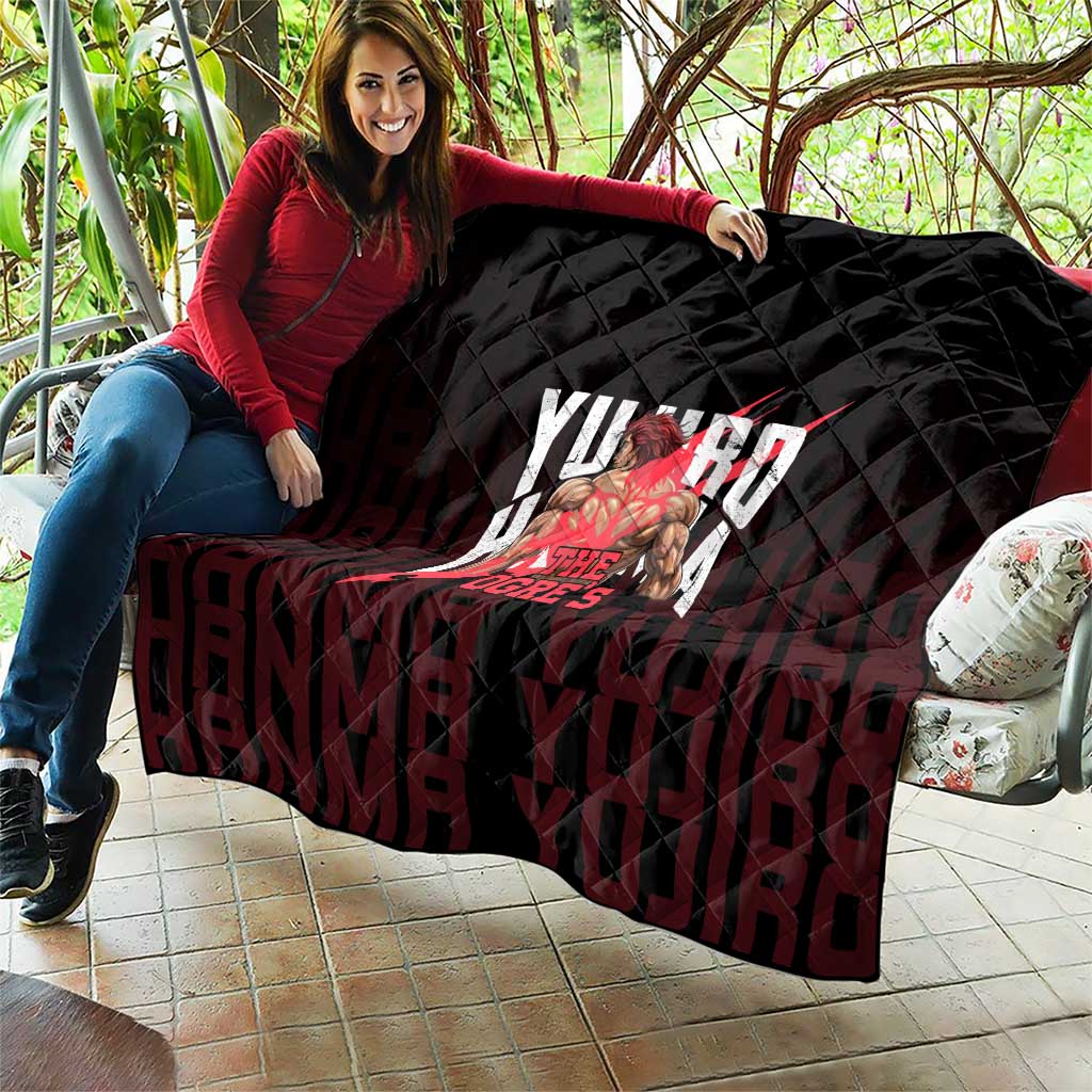 Yujiro Hanma The Ogre Baki Series Gym Theme Quilt with Muscular Back Design and Bold Typography - The Mazicc