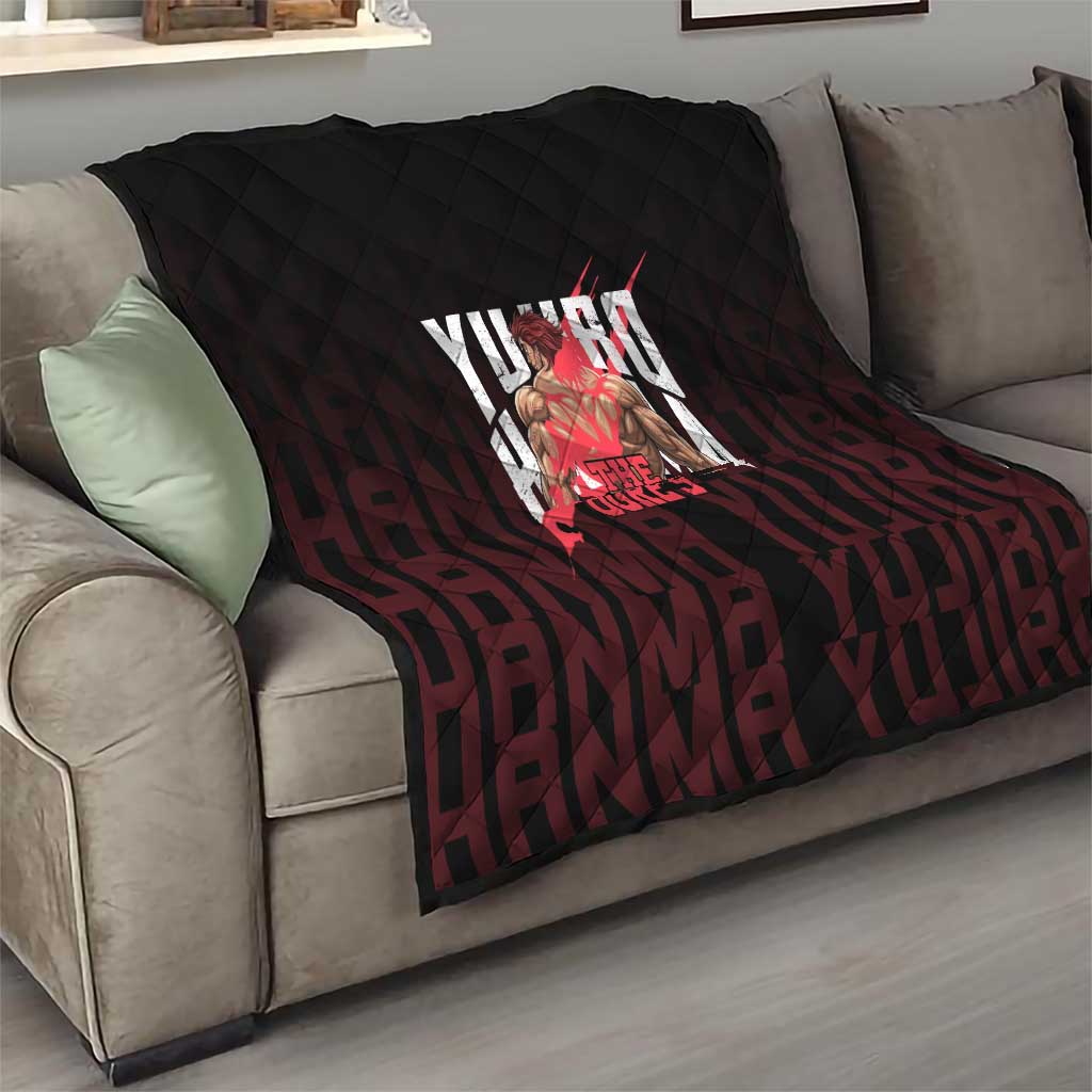Yujiro Hanma The Ogre Baki Series Gym Theme Quilt with Muscular Back Design and Bold Typography - The Mazicc