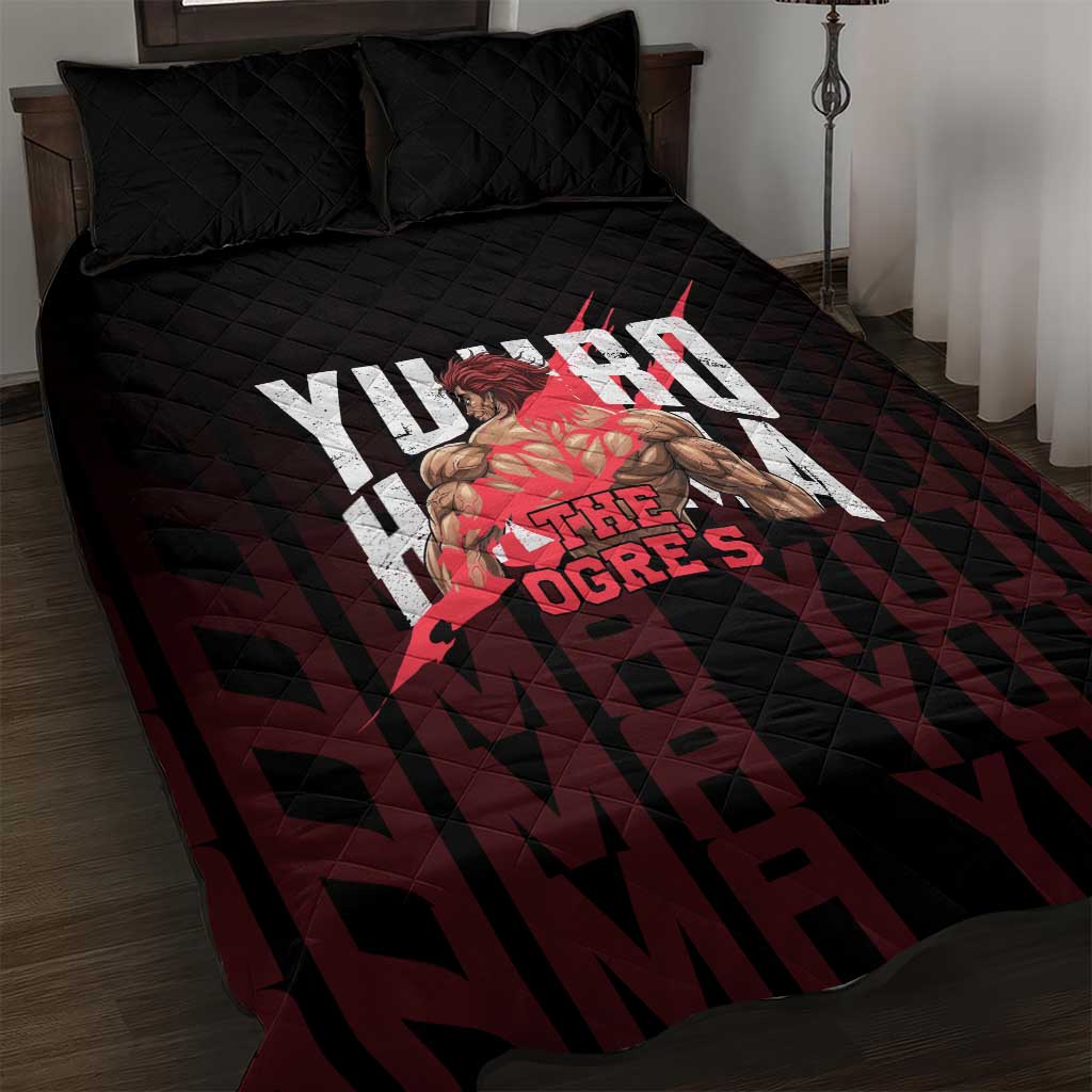 Yujiro Hanma The Ogre Baki Series Gym Theme Quilt Bed Set with Muscular Back Design and Bold Typography - The Mazicc