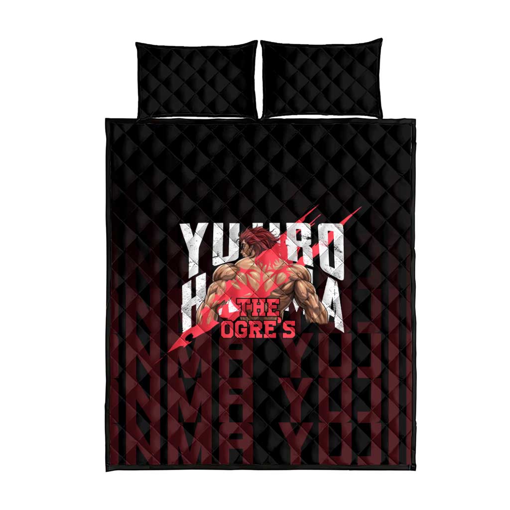 Yujiro Hanma The Ogre Baki Series Gym Theme Quilt Bed Set with Muscular Back Design and Bold Typography - The Mazicc