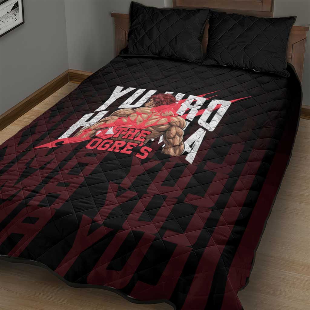 Yujiro Hanma The Ogre Baki Series Gym Theme Quilt Bed Set with Muscular Back Design and Bold Typography - The Mazicc