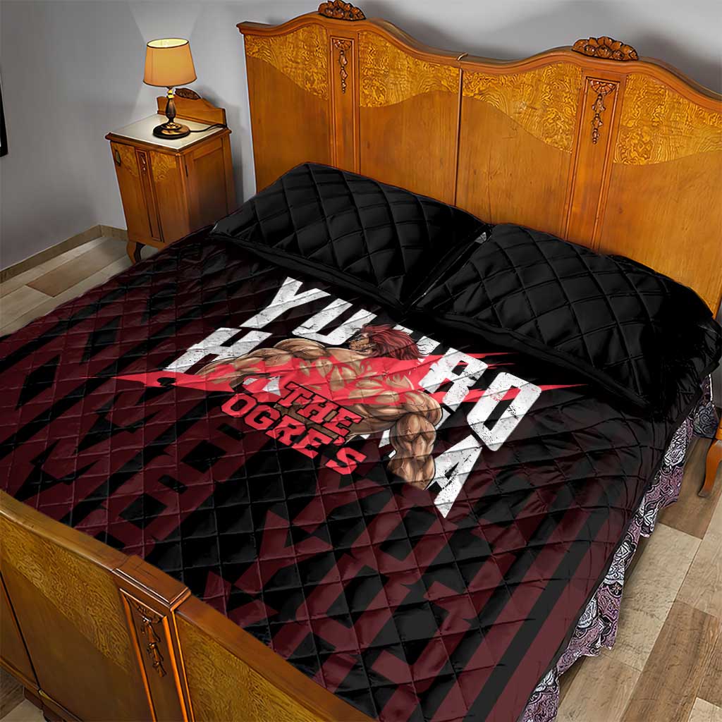 Yujiro Hanma The Ogre Baki Series Gym Theme Quilt Bed Set with Muscular Back Design and Bold Typography - The Mazicc