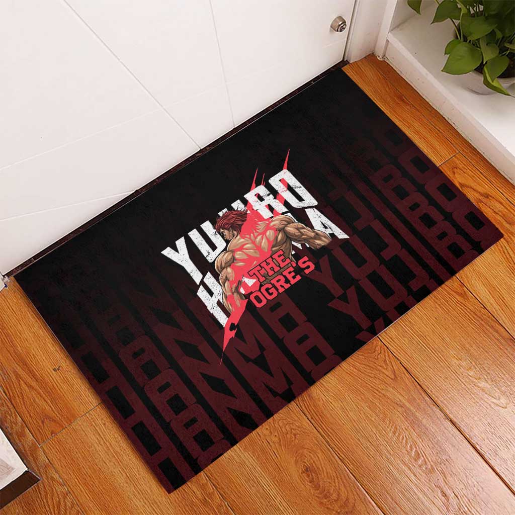 Yujiro Hanma The Ogre Baki Series Gym Theme Rubber Doormat with Muscular Back Design and Bold Typography - The Mazicc