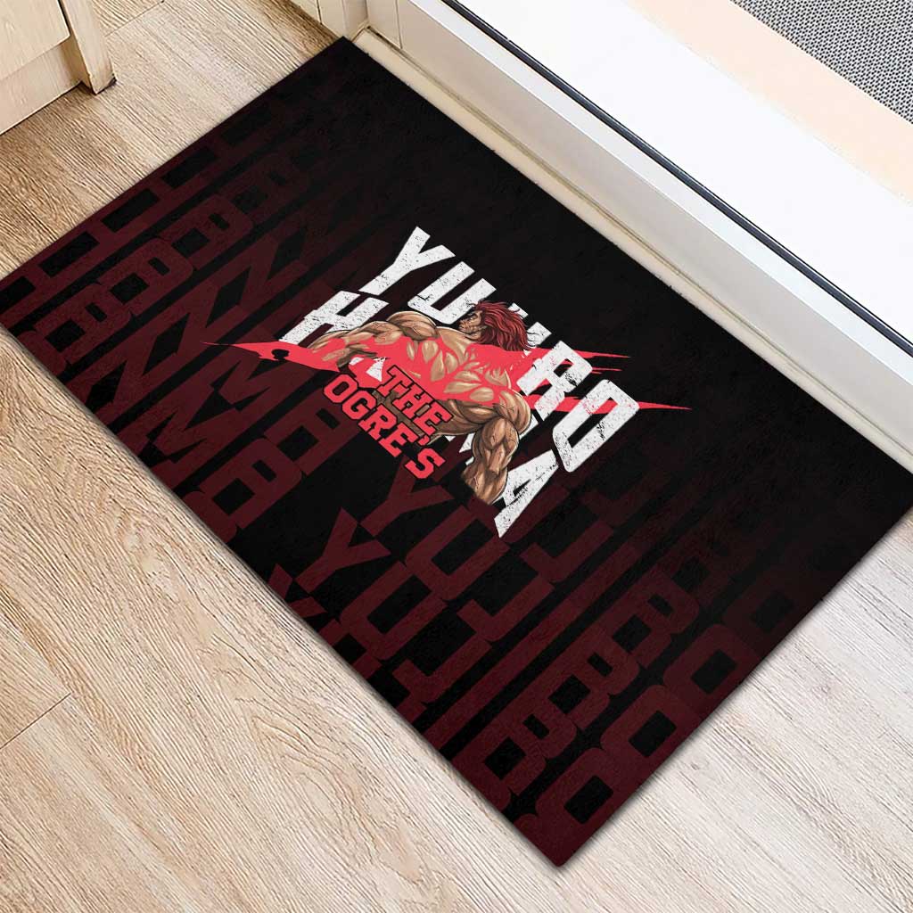 Yujiro Hanma The Ogre Baki Series Gym Theme Rubber Doormat with Muscular Back Design and Bold Typography - The Mazicc