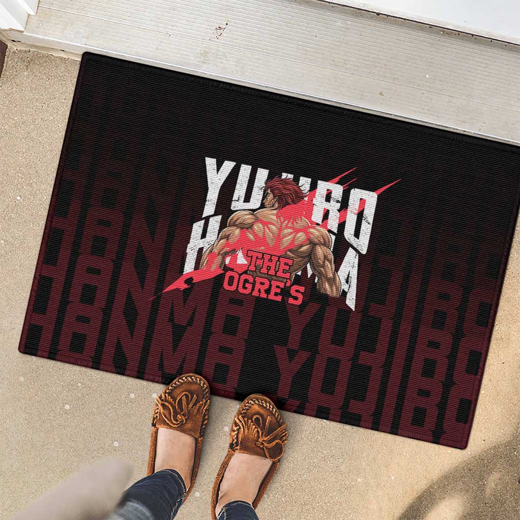 Yujiro Hanma The Ogre Baki Series Gym Theme Rubber Doormat with Muscular Back Design and Bold Typography - The Mazicc