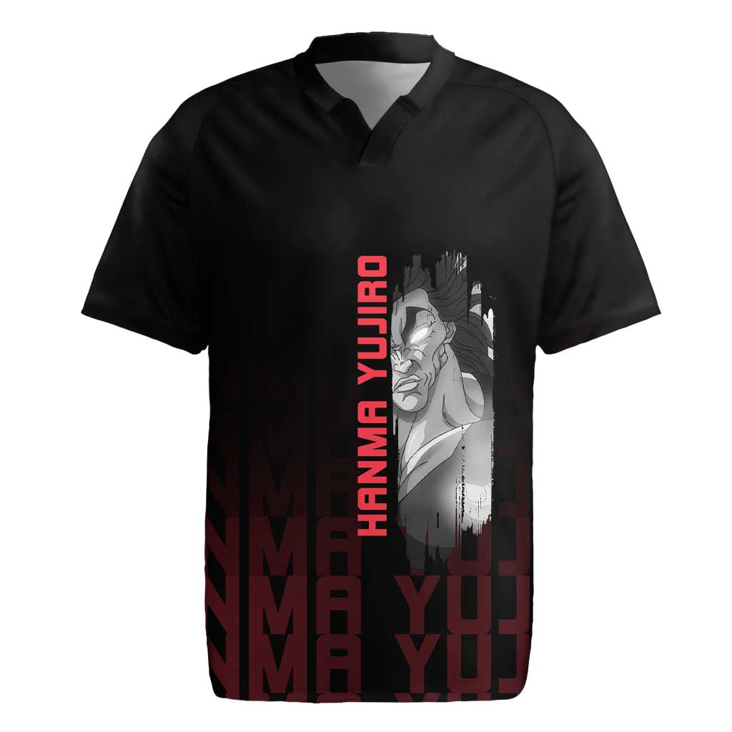 Yujiro Hanma The Ogre Baki Series Gym Theme Rugby Jersey with Muscular Back Design and Bold Typography - The Mazicc