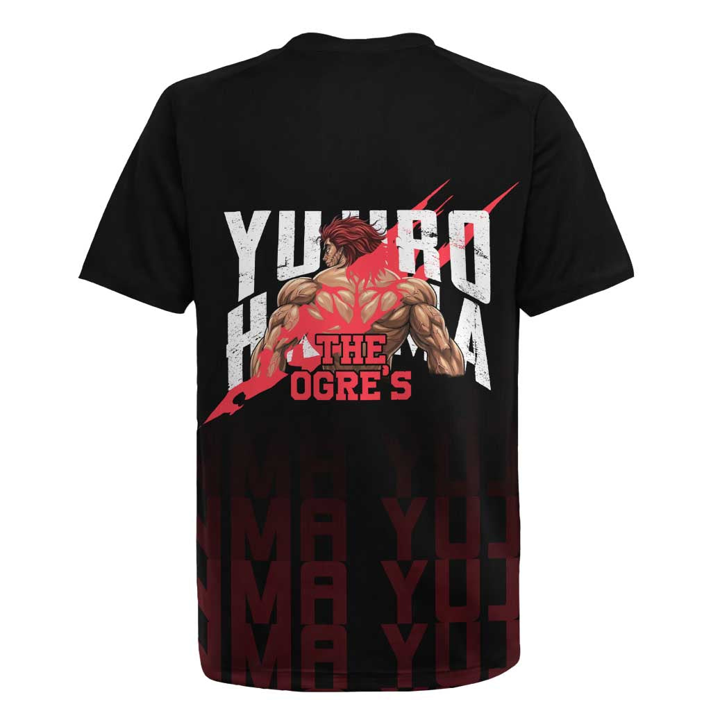 Yujiro Hanma The Ogre Baki Series Gym Theme Rugby Jersey with Muscular Back Design and Bold Typography - The Mazicc
