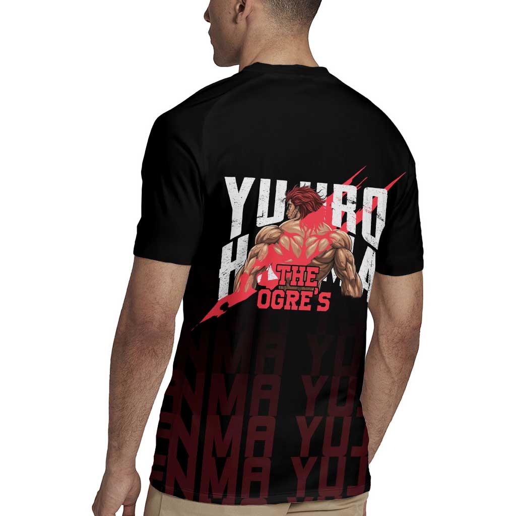 Yujiro Hanma The Ogre Baki Series Gym Theme Rugby Jersey with Muscular Back Design and Bold Typography - The Mazicc