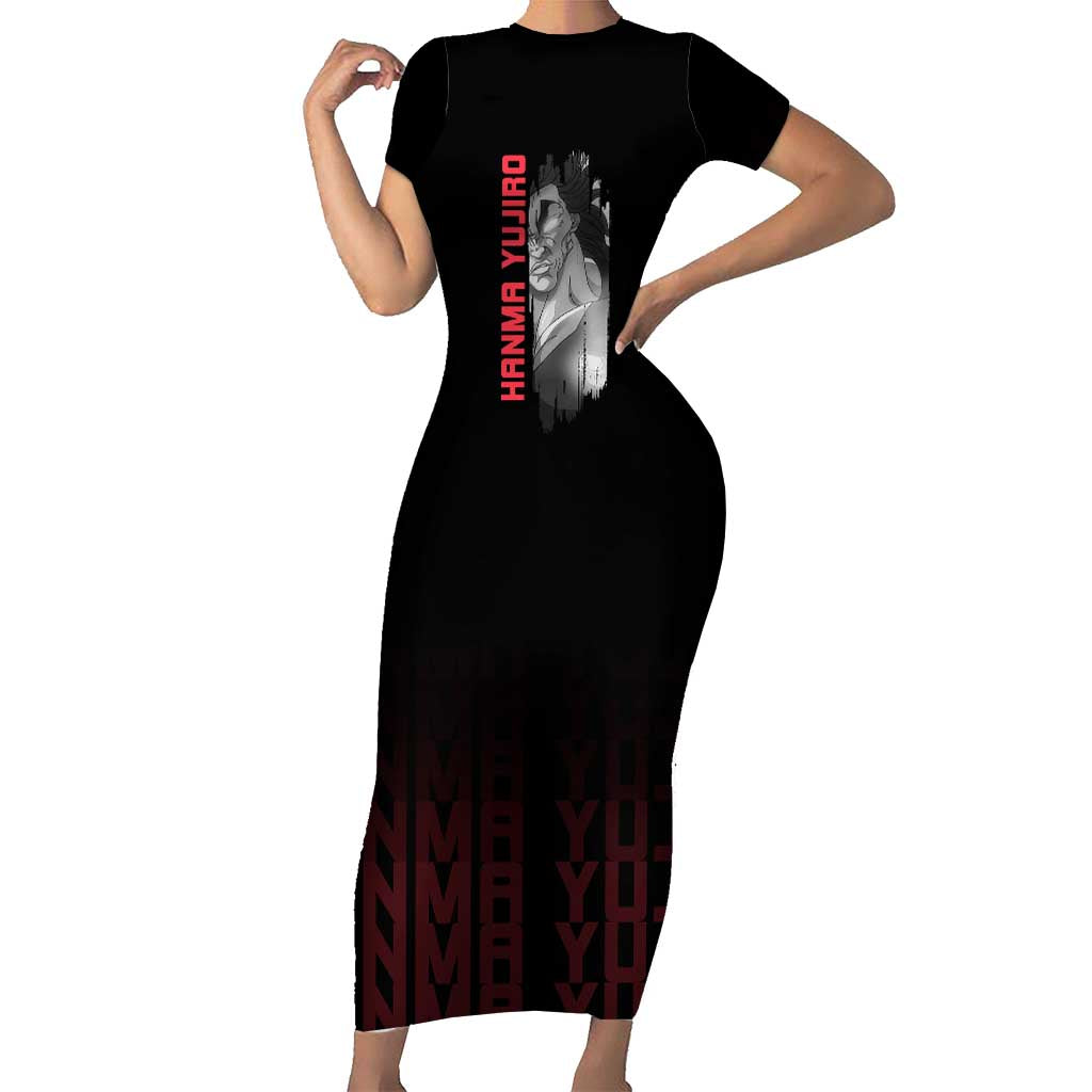 Yujiro Hanma The Ogre Baki Series Gym Theme Short Sleeve Bodycon Dress with Muscular Back Design and Bold Typography - The Mazicc