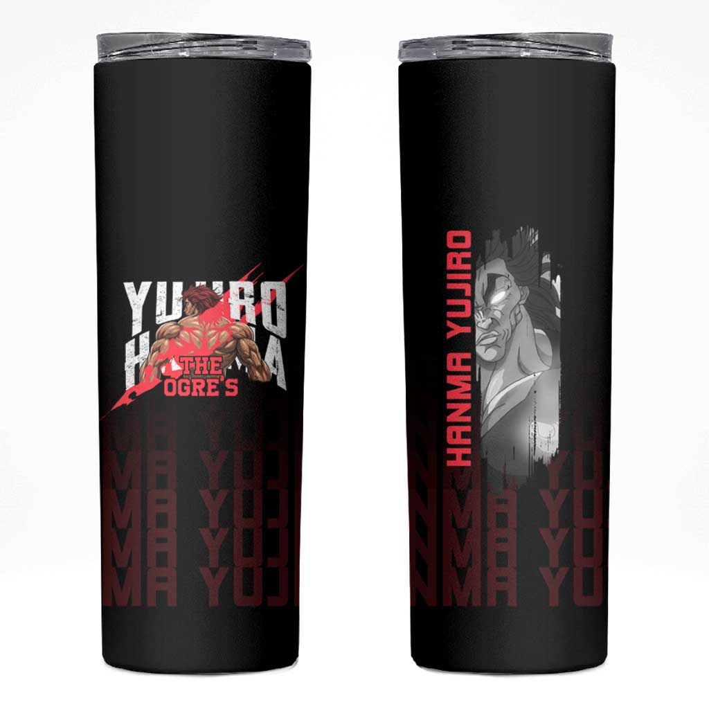 Yujiro Hanma The Ogre Baki Series Gym Theme Skinny Tumbler with Muscular Back Design and Bold Typography - The Mazicc