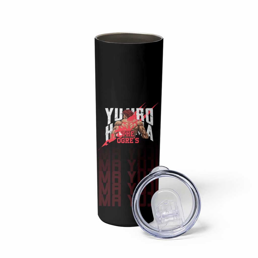 Yujiro Hanma The Ogre Baki Series Gym Theme Skinny Tumbler with Muscular Back Design and Bold Typography - The Mazicc