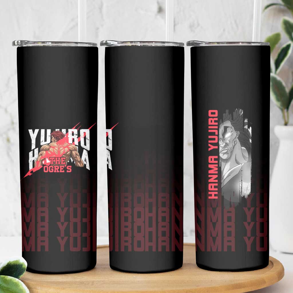 Yujiro Hanma The Ogre Baki Series Gym Theme Skinny Tumbler with Muscular Back Design and Bold Typography - The Mazicc