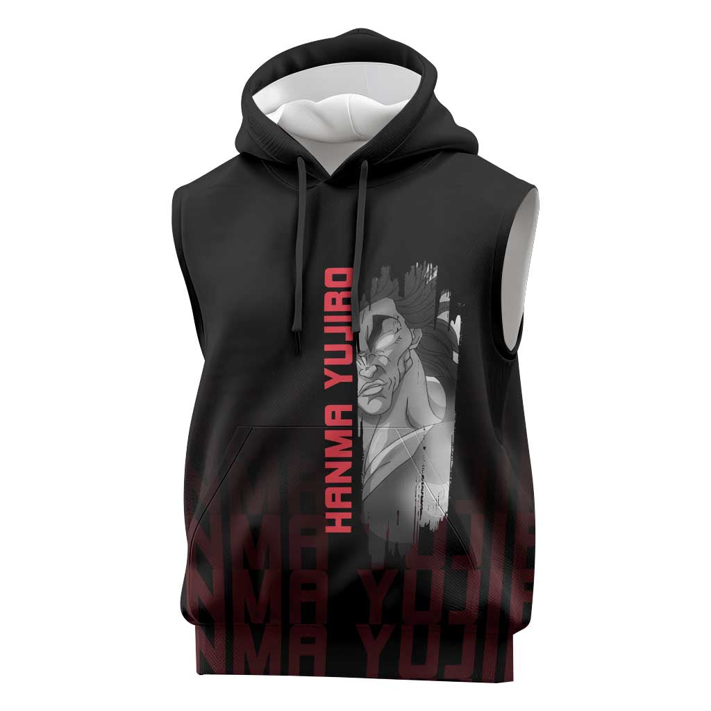 Yujiro Hanma The Ogre Baki Series Gym Theme Sleeveless Hoodie with Muscular Back Design and Bold Typography - The Mazicc
