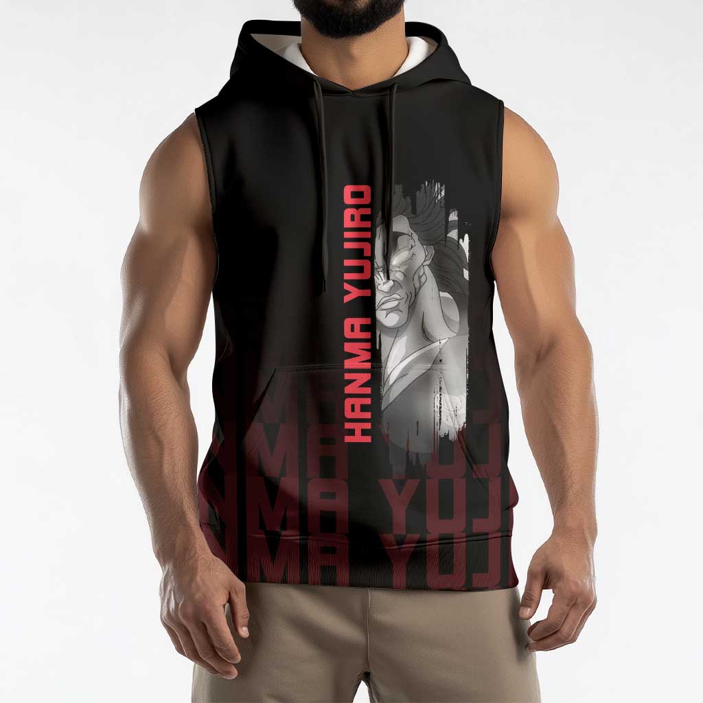 Yujiro Hanma The Ogre Baki Series Gym Theme Sleeveless Hoodie with Muscular Back Design and Bold Typography - The Mazicc