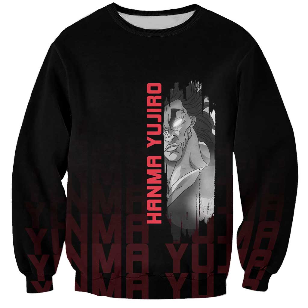 Yujiro Hanma The Ogre Baki Series Gym Theme Sweatshirt with Muscular Back Design and Bold Typography - The Mazicc