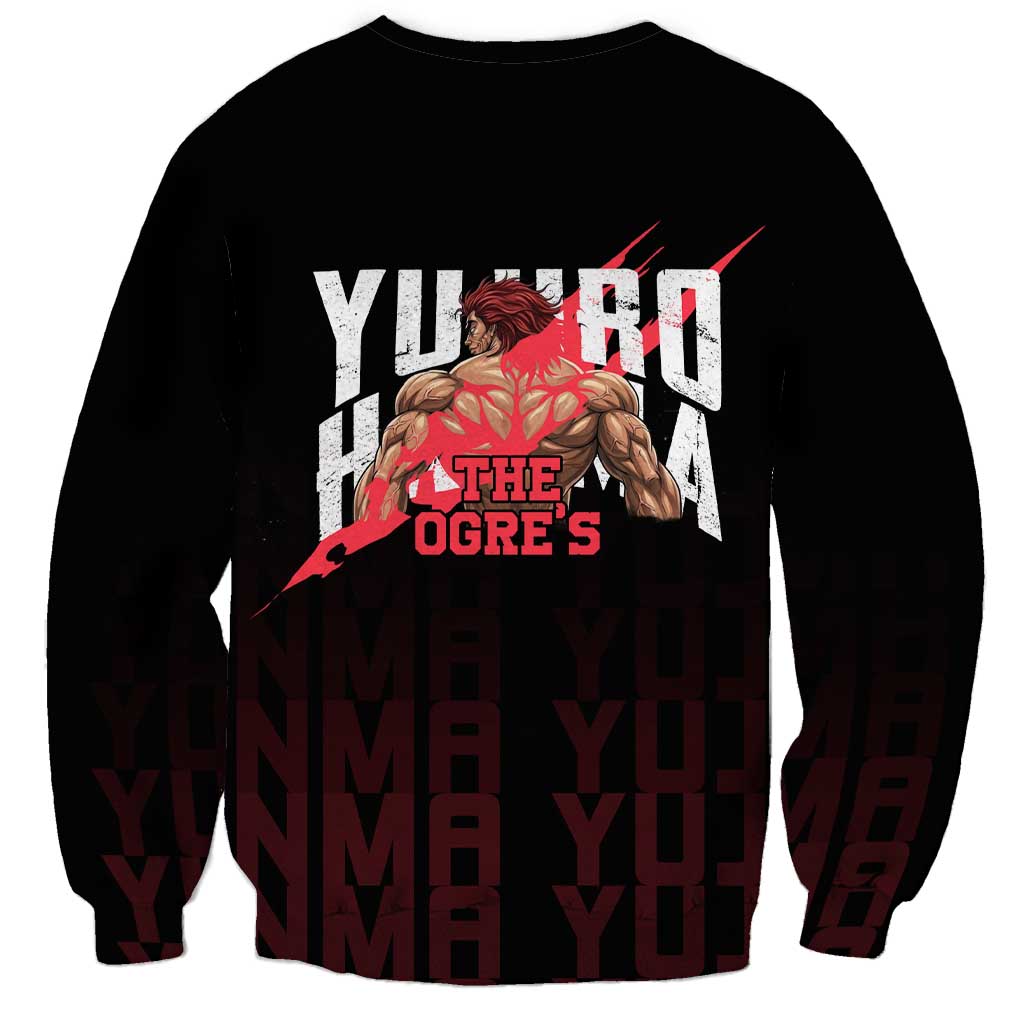 Yujiro Hanma The Ogre Baki Series Gym Theme Sweatshirt with Muscular Back Design and Bold Typography - The Mazicc