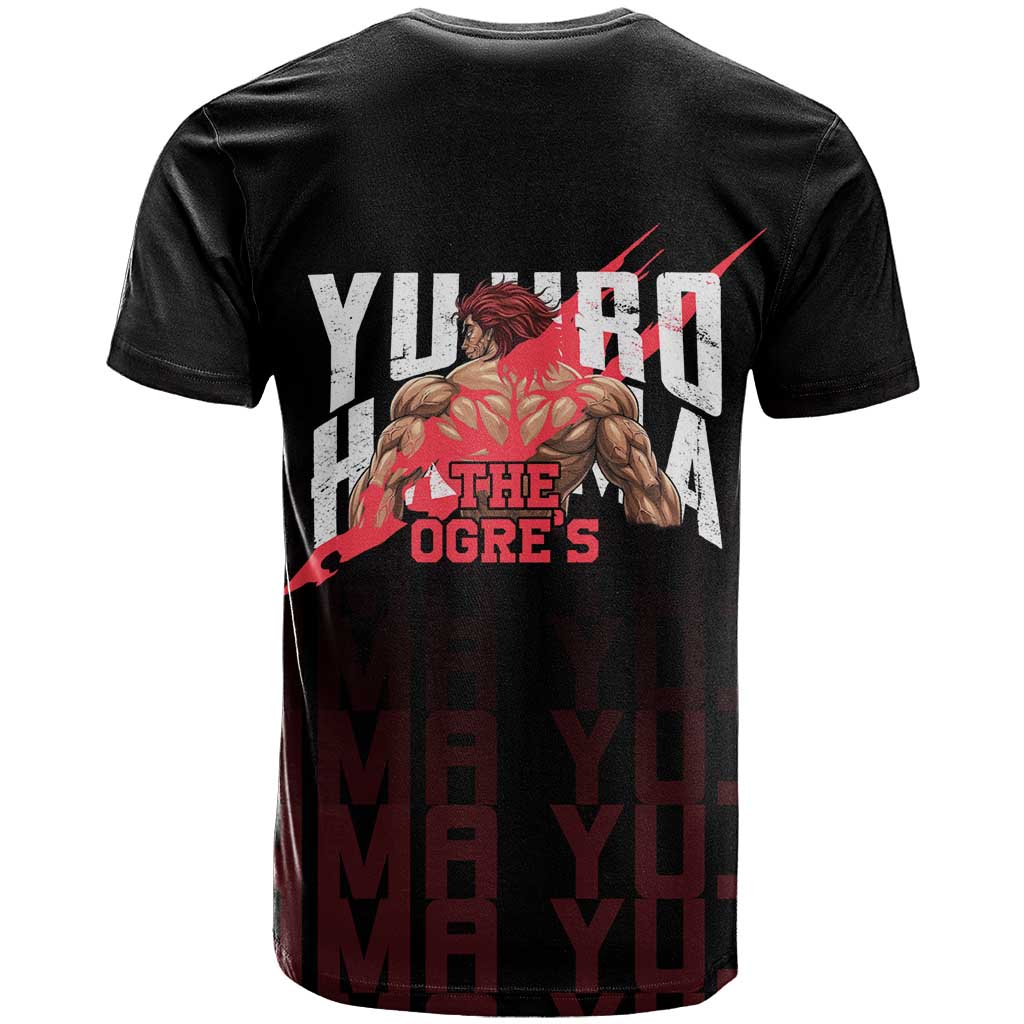 Yujiro Hanma The Ogre Baki Series Gym Theme T Shirt with Muscular Back Design and Bold Typography - The Mazicc