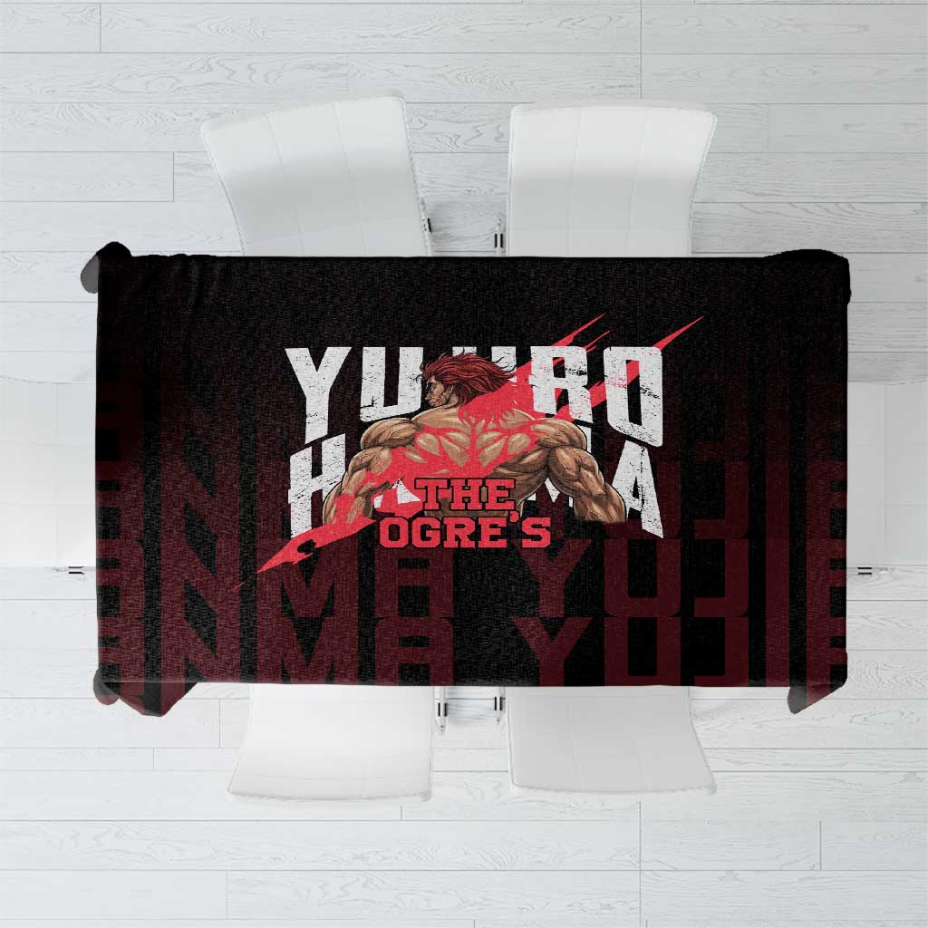 Yujiro Hanma The Ogre Baki Series Gym Theme Tablecloth with Muscular Back Design and Bold Typography - The Mazicc