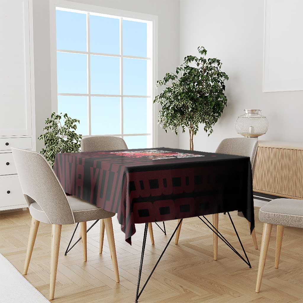 Yujiro Hanma The Ogre Baki Series Gym Theme Tablecloth with Muscular Back Design and Bold Typography - The Mazicc