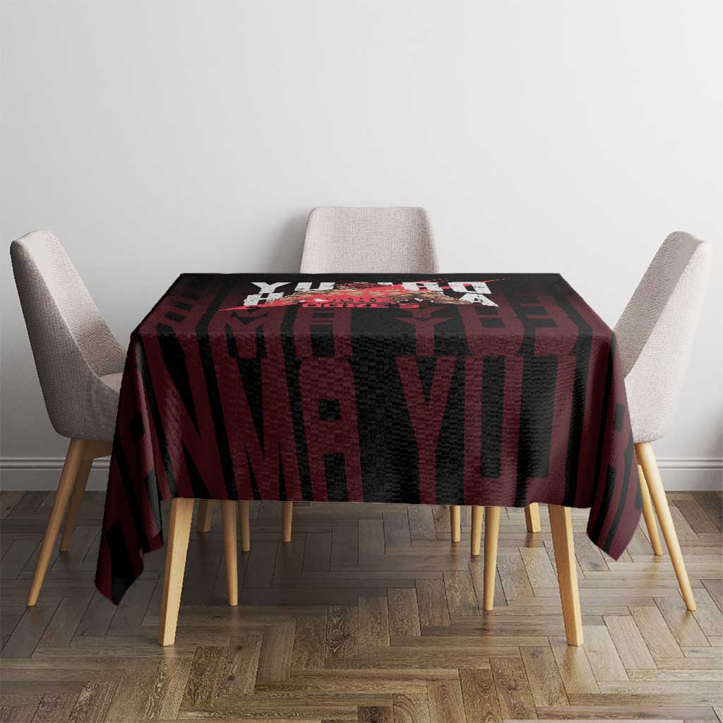 Yujiro Hanma The Ogre Baki Series Gym Theme Tablecloth with Muscular Back Design and Bold Typography - The Mazicc
