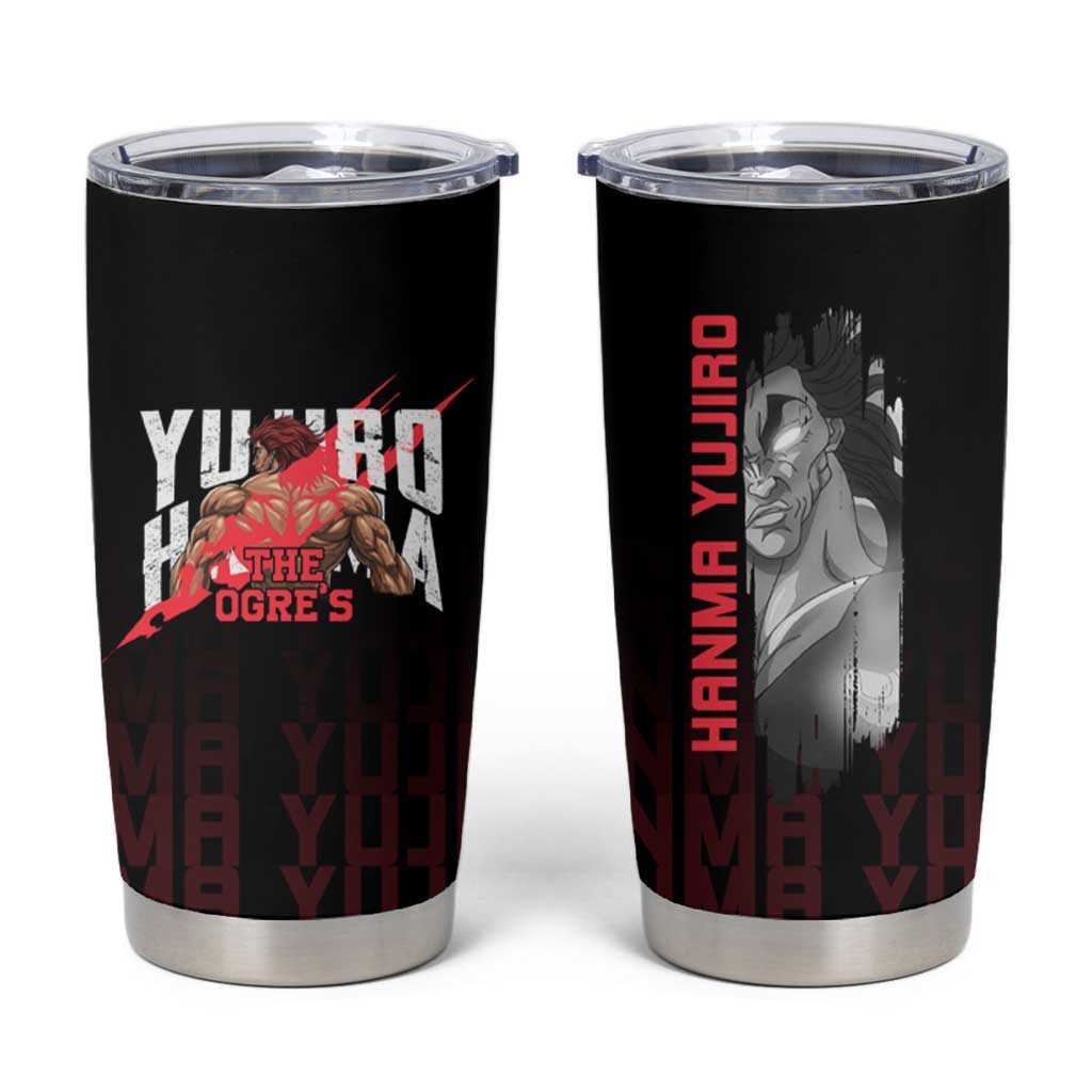 Yujiro Hanma The Ogre Baki Series Gym Theme Tumbler Cup with Muscular Back Design and Bold Typography - The Mazicc