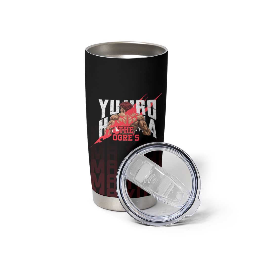 Yujiro Hanma The Ogre Baki Series Gym Theme Tumbler Cup with Muscular Back Design and Bold Typography - The Mazicc