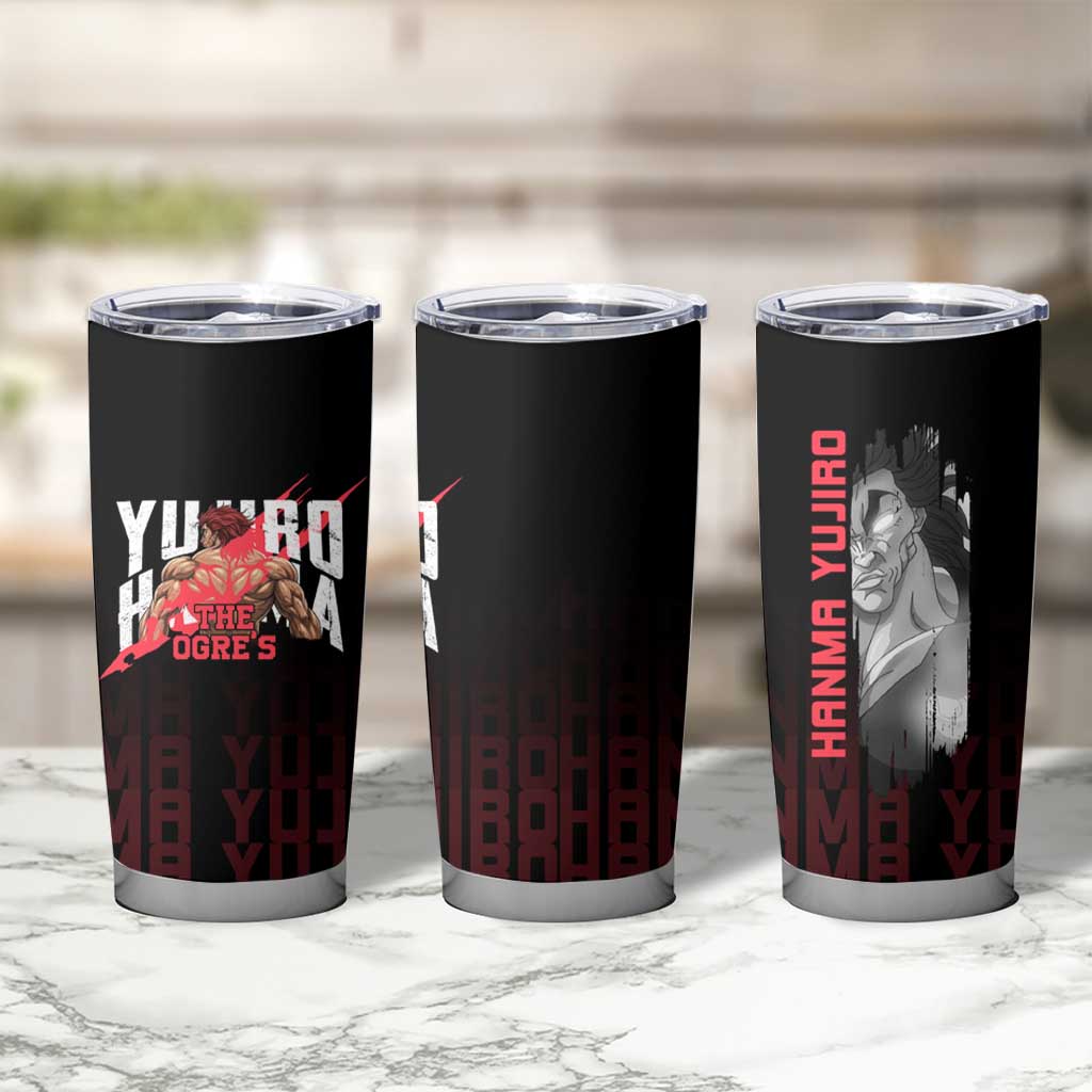 Yujiro Hanma The Ogre Baki Series Gym Theme Tumbler Cup with Muscular Back Design and Bold Typography - The Mazicc