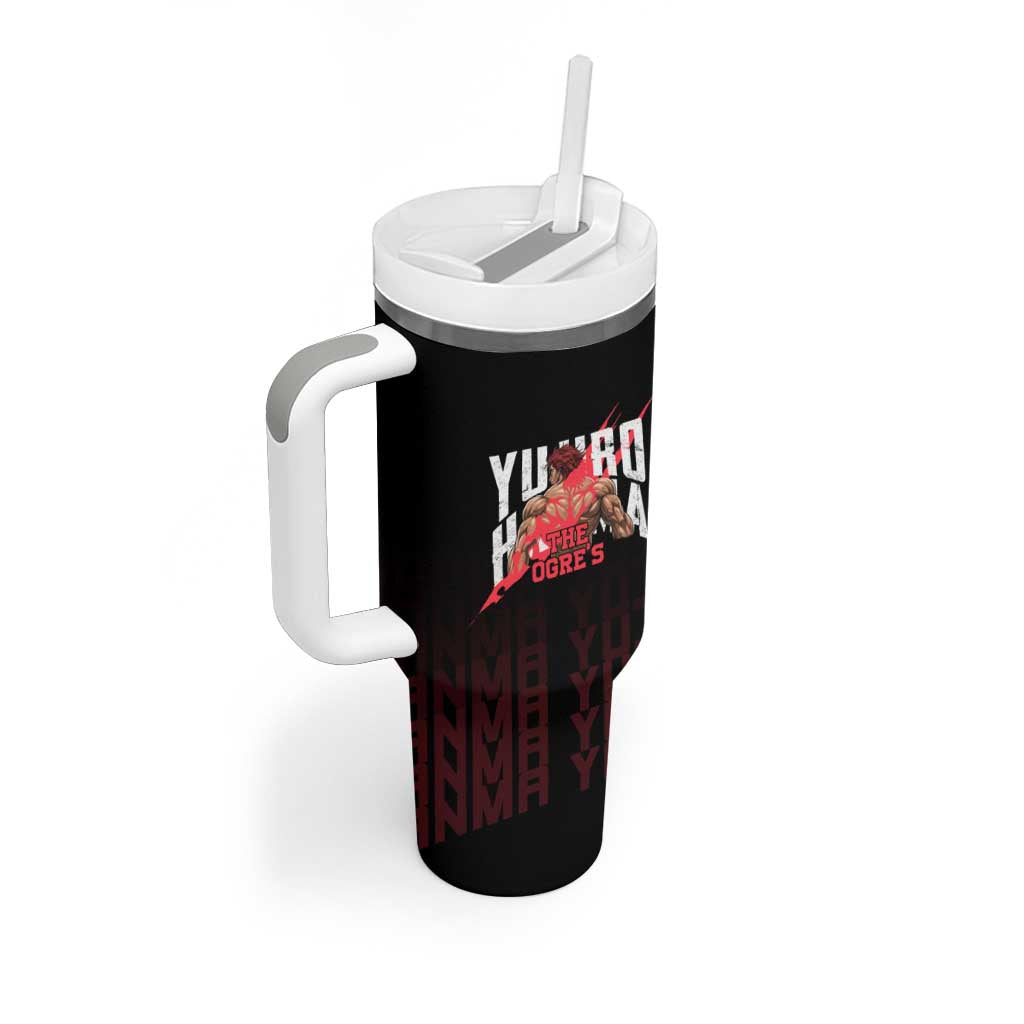 Yujiro Hanma The Ogre Baki Series Gym Theme Tumbler With Handle with Muscular Back Design and Bold Typography - The Mazicc