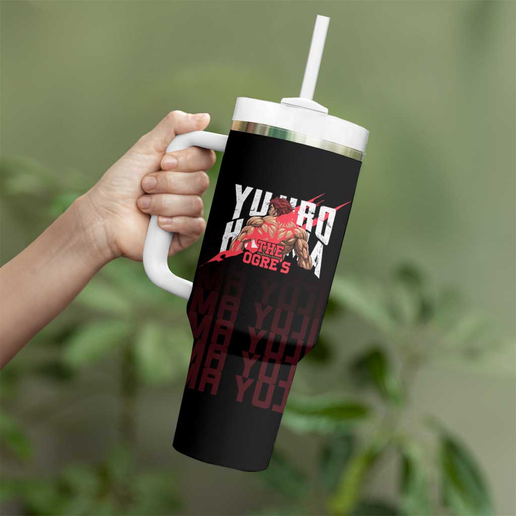 Yujiro Hanma The Ogre Baki Series Gym Theme Tumbler With Handle with Muscular Back Design and Bold Typography - The Mazicc
