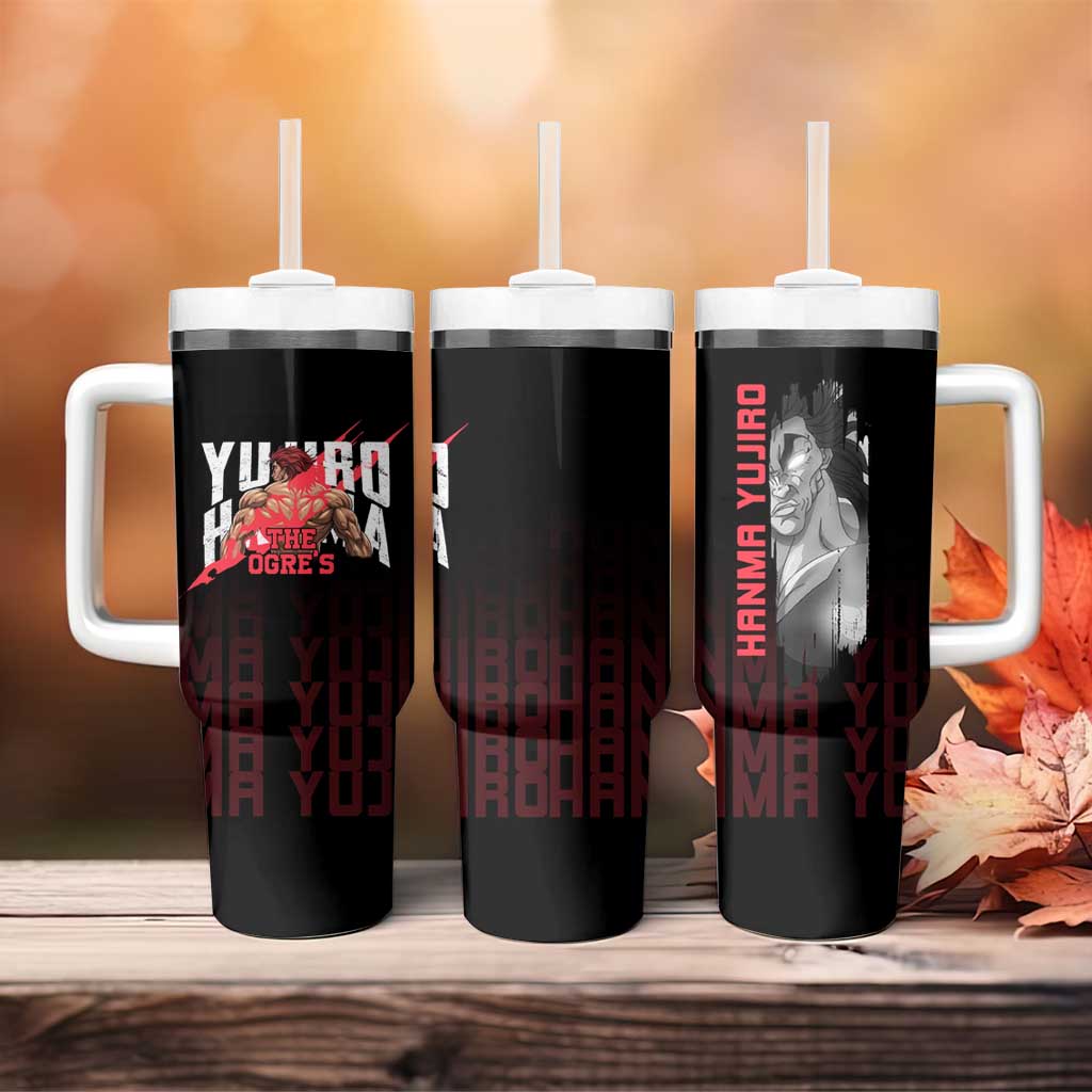 Yujiro Hanma The Ogre Baki Series Gym Theme Tumbler With Handle with Muscular Back Design and Bold Typography - The Mazicc