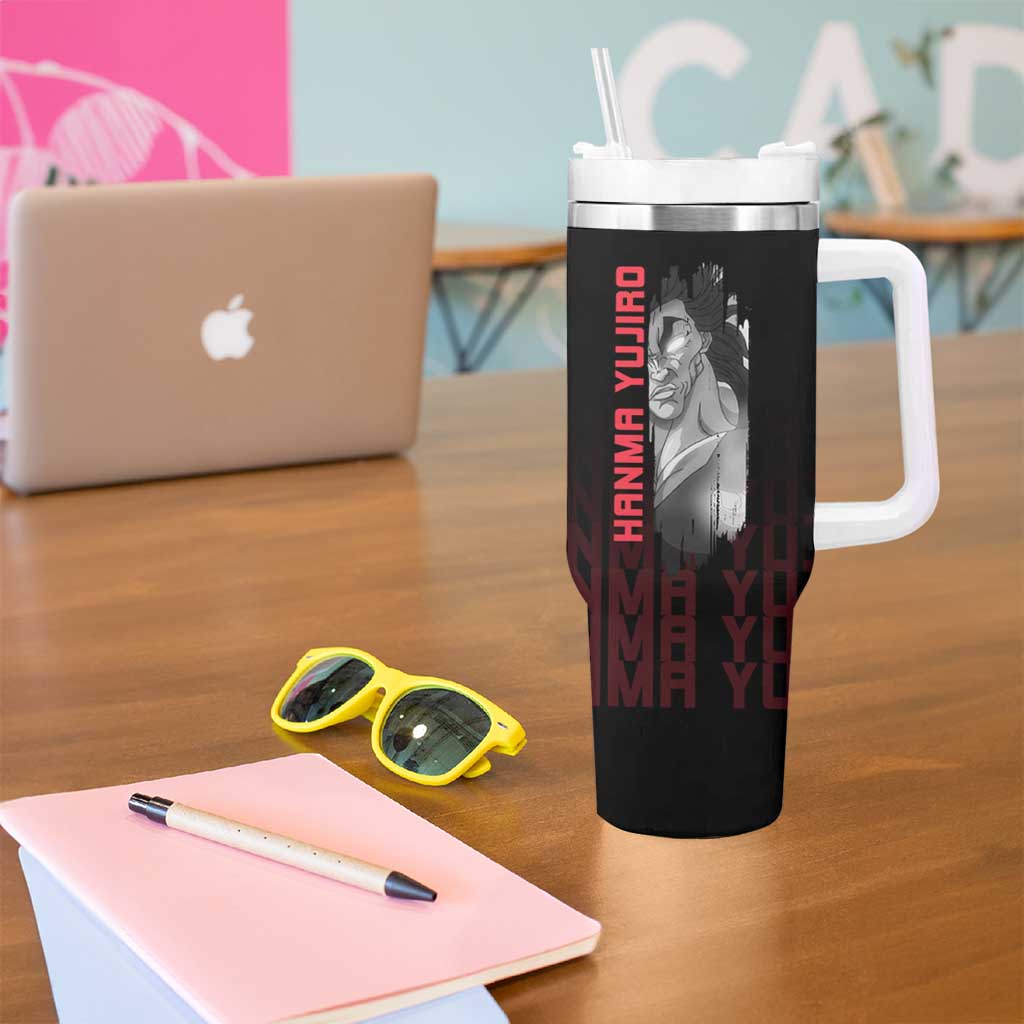 Yujiro Hanma The Ogre Baki Series Gym Theme Tumbler With Handle with Muscular Back Design and Bold Typography - The Mazicc