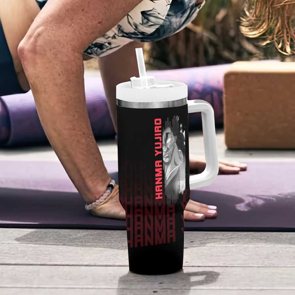 Yujiro Hanma The Ogre Baki Series Gym Theme Tumbler With Handle with Muscular Back Design and Bold Typography - The Mazicc