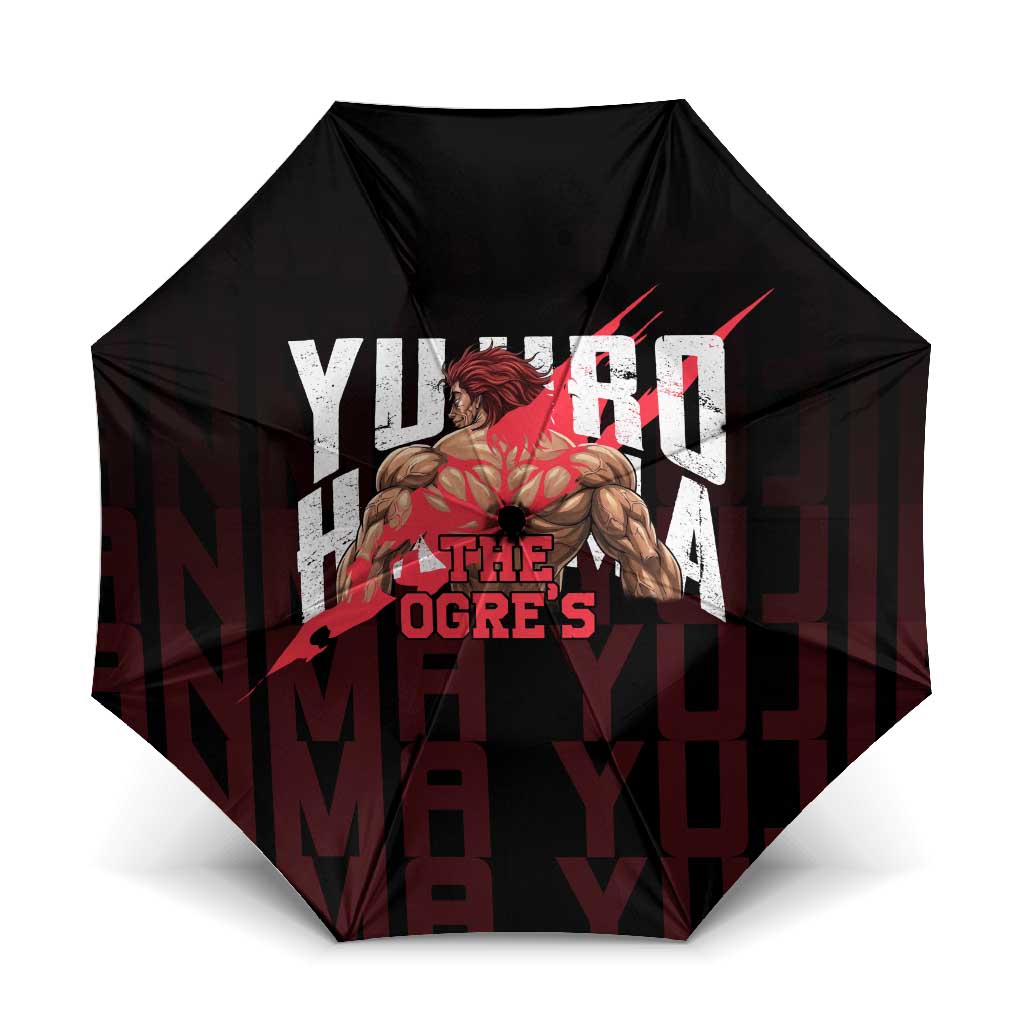 Yujiro Hanma The Ogre Baki Series Gym Theme Umbrella with Muscular Back Design and Bold Typography - The Mazicc