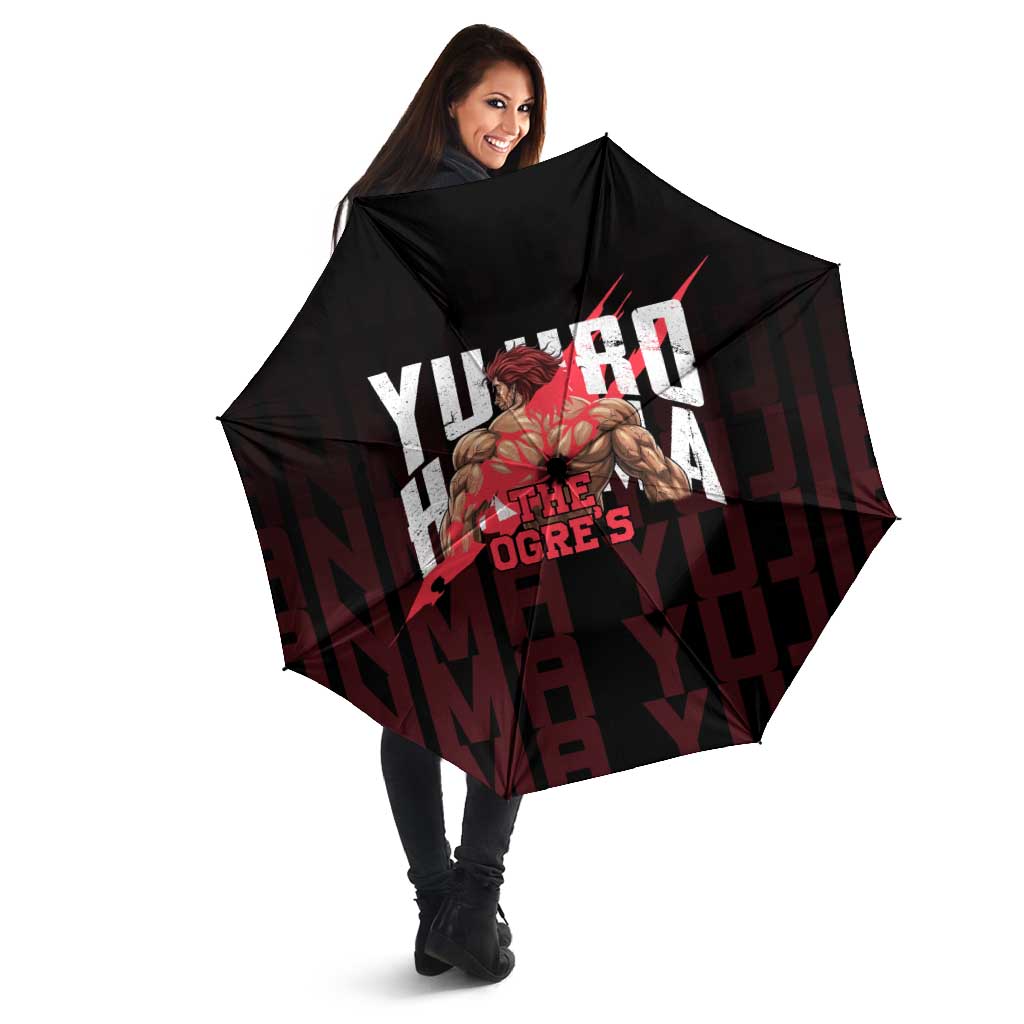 Yujiro Hanma The Ogre Baki Series Gym Theme Umbrella with Muscular Back Design and Bold Typography - The Mazicc