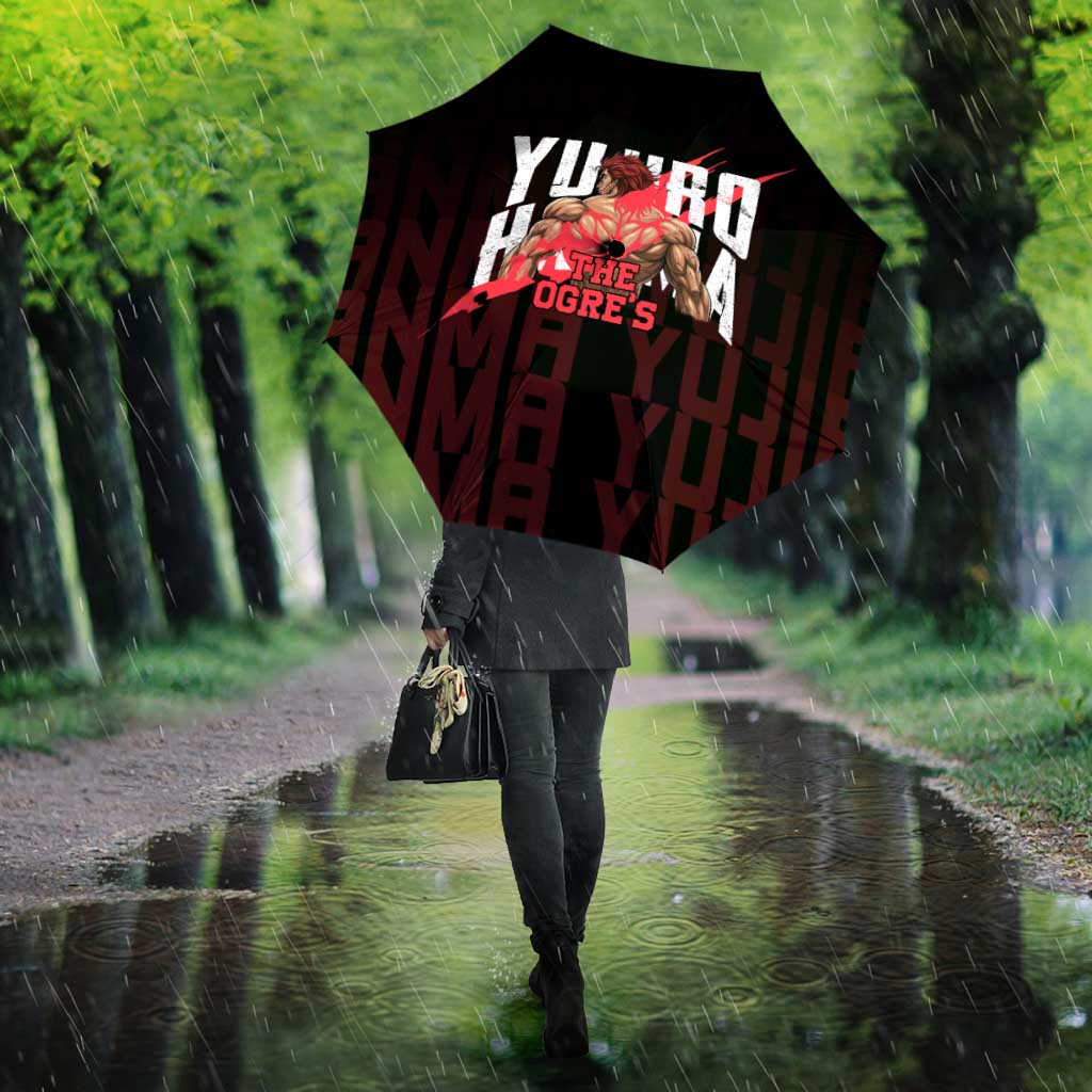 Yujiro Hanma The Ogre Baki Series Gym Theme Umbrella with Muscular Back Design and Bold Typography - The Mazicc
