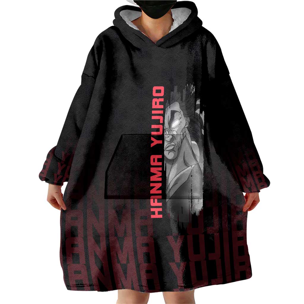 Yujiro Hanma The Ogre Baki Series Gym Theme Wearable Blanket Hoodie with Muscular Back Design and Bold Typography - The Mazicc