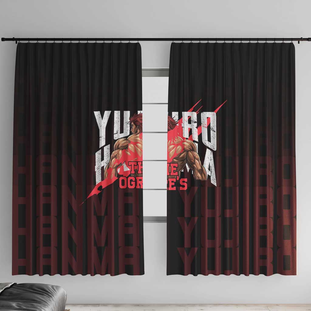 Yujiro Hanma The Ogre Baki Series Gym Theme Window Curtain with Muscular Back Design and Bold Typography - The Mazicc