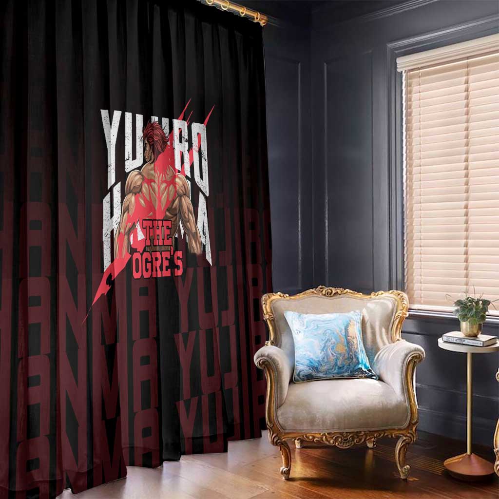 Yujiro Hanma The Ogre Baki Series Gym Theme Window Curtain with Muscular Back Design and Bold Typography - The Mazicc