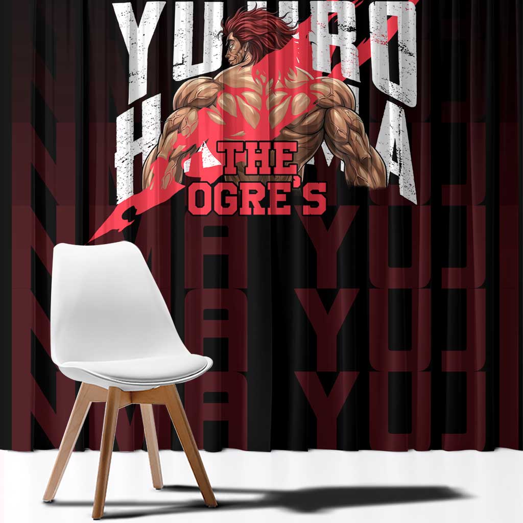 Yujiro Hanma The Ogre Baki Series Gym Theme Window Curtain with Muscular Back Design and Bold Typography - The Mazicc