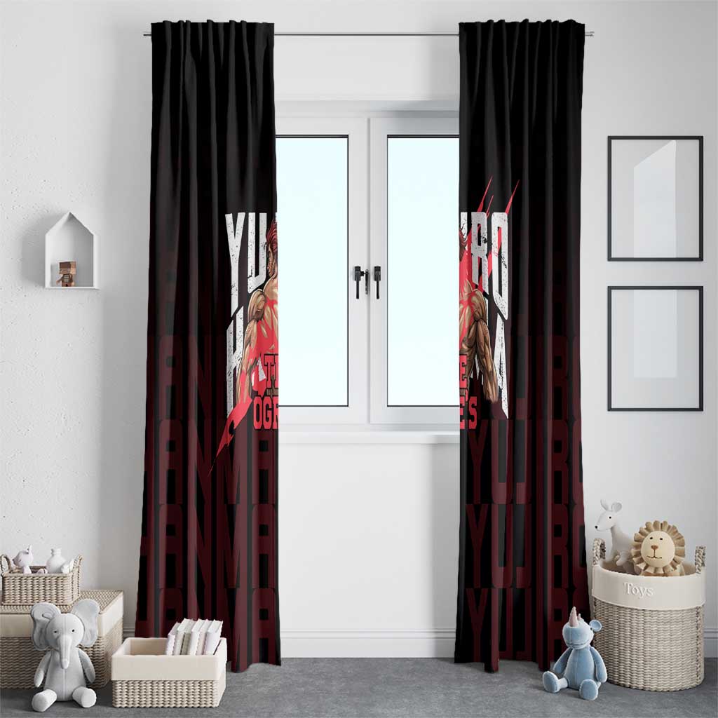 Yujiro Hanma The Ogre Baki Series Gym Theme Window Curtain with Muscular Back Design and Bold Typography - The Mazicc