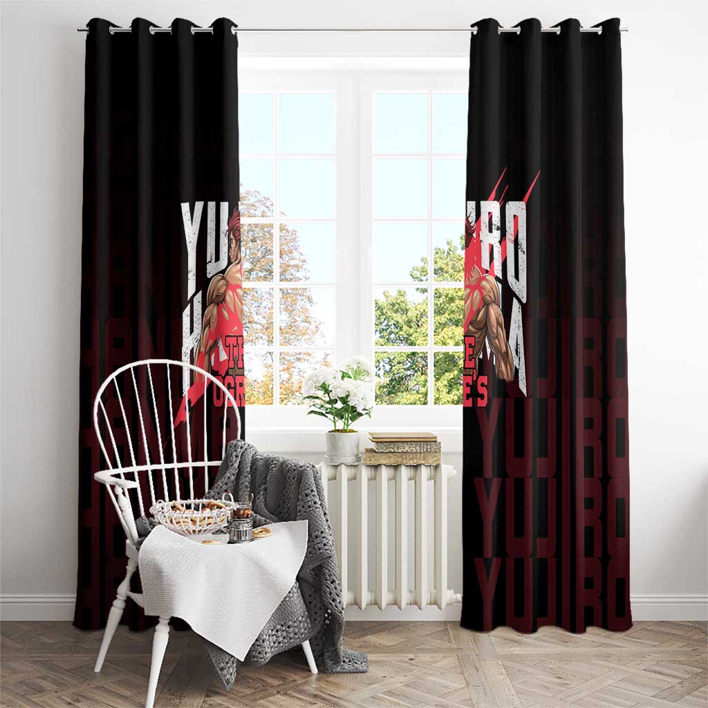 Yujiro Hanma The Ogre Baki Series Gym Theme Window Curtain with Muscular Back Design and Bold Typography - The Mazicc