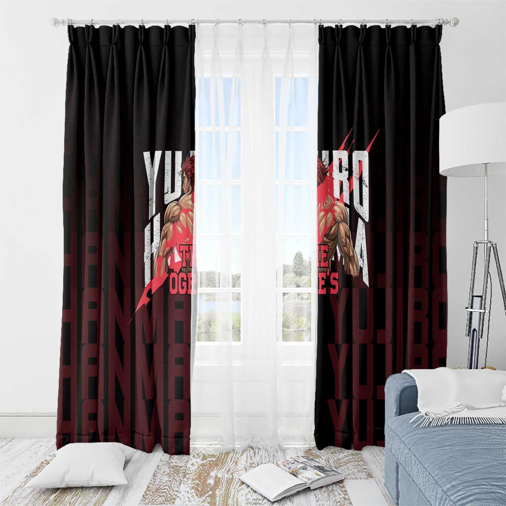 Yujiro Hanma The Ogre Baki Series Gym Theme Window Curtain with Muscular Back Design and Bold Typography - The Mazicc
