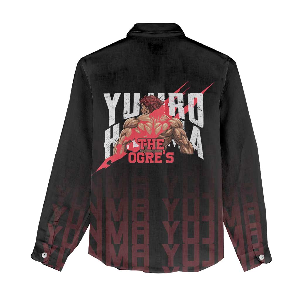 Yujiro Hanma The Ogre Baki Series Gym Theme Women Casual Shirt with Muscular Back Design and Bold Typography - The Mazicc