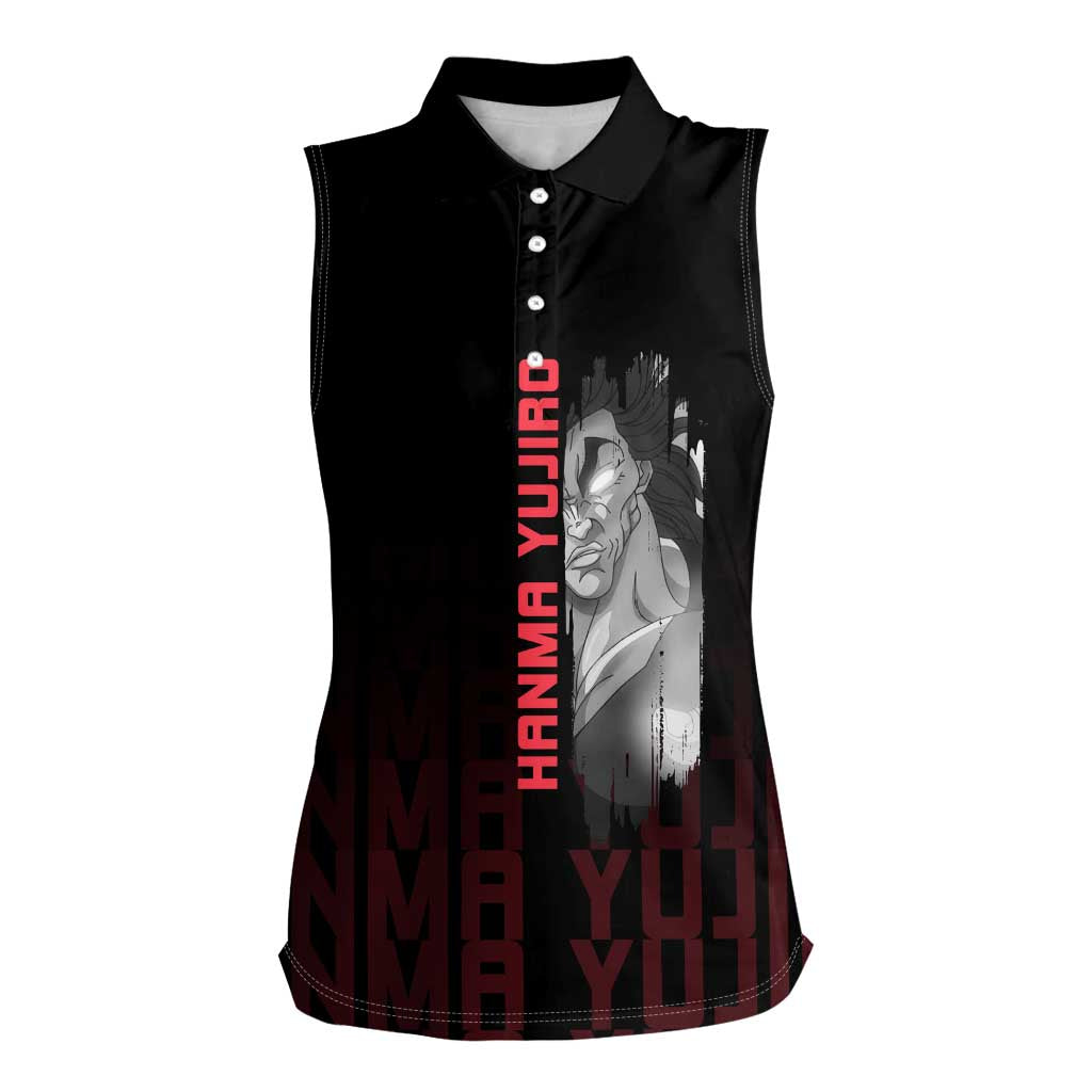 Yujiro Hanma The Ogre Baki Series Gym Theme Women Sleeveless Polo Shirt with Muscular Back Design and Bold Typography - The Mazicc