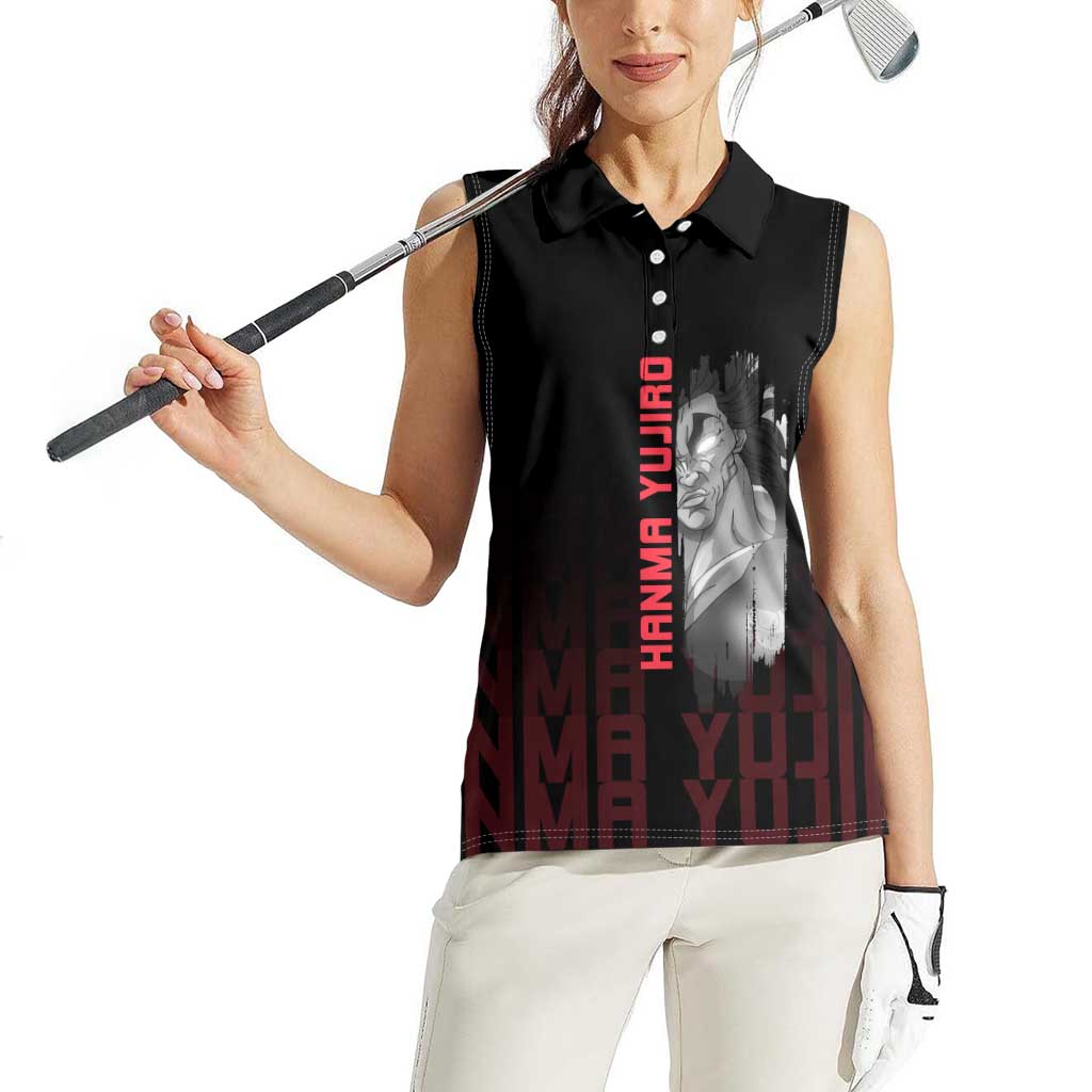 Yujiro Hanma The Ogre Baki Series Gym Theme Women Sleeveless Polo Shirt with Muscular Back Design and Bold Typography - The Mazicc